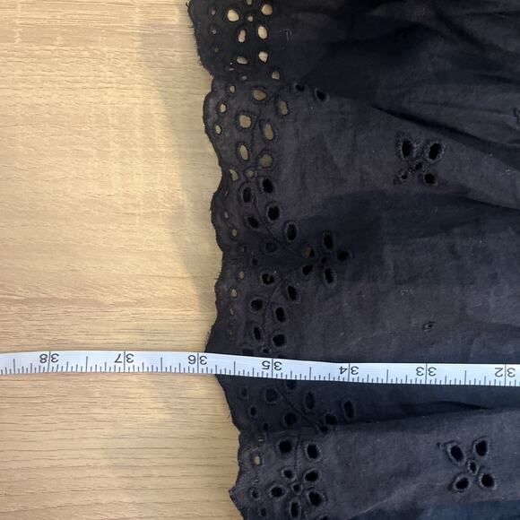 $158 NWT Madewell Eyelet Flutter Sleeve Mini Dress Size 10 Cotton Black NU556 - Picture 6 of 7